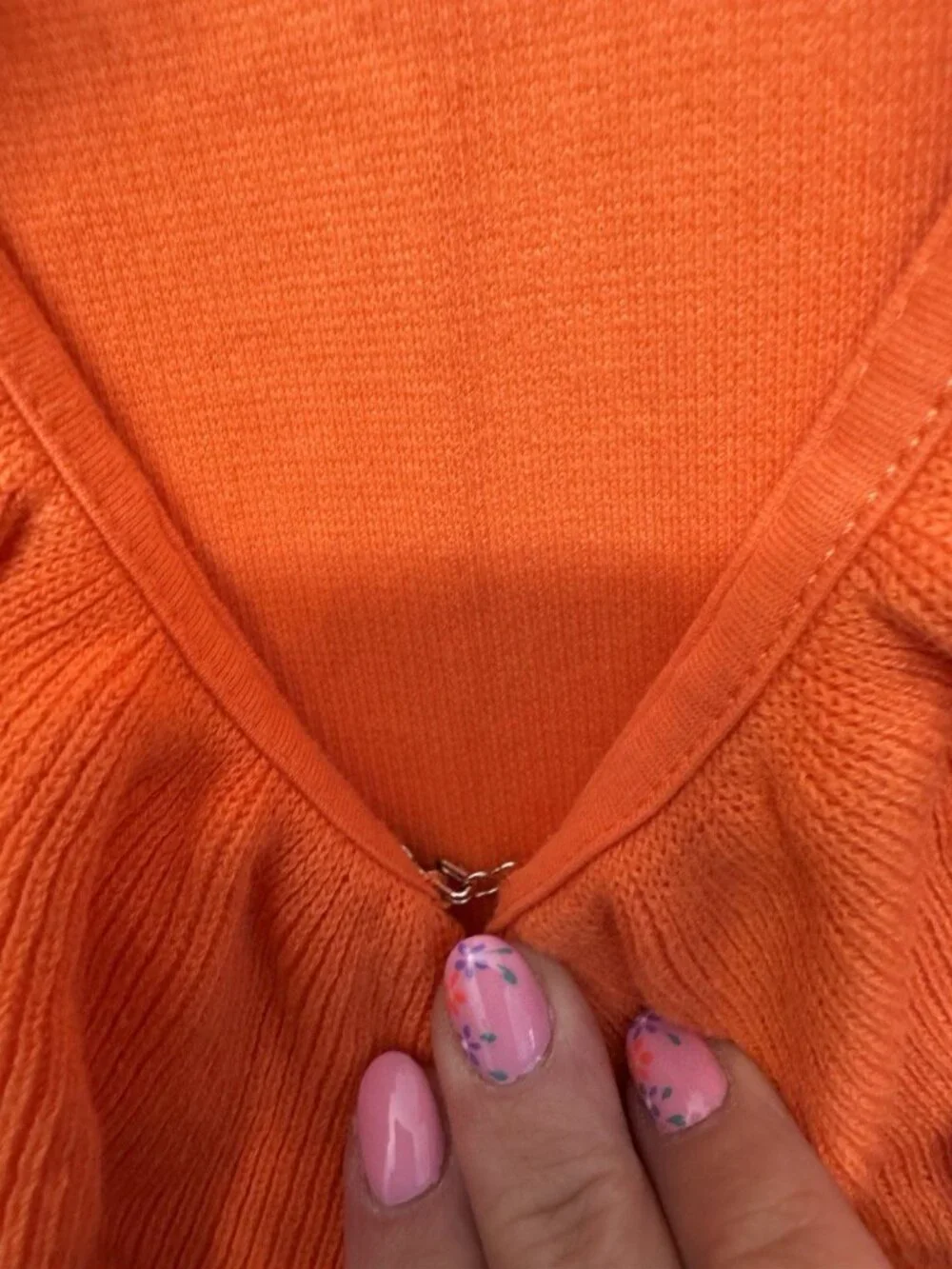 Rafaela Women’s Plus Size 2X Orange Ruffle V-Neck Knit Cardigan